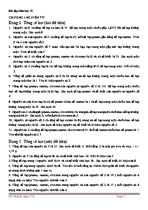 Bài tập Hóa học Lớp 10 - Chương 1 Nguyên tử - Huỳnh Ngọc Tài